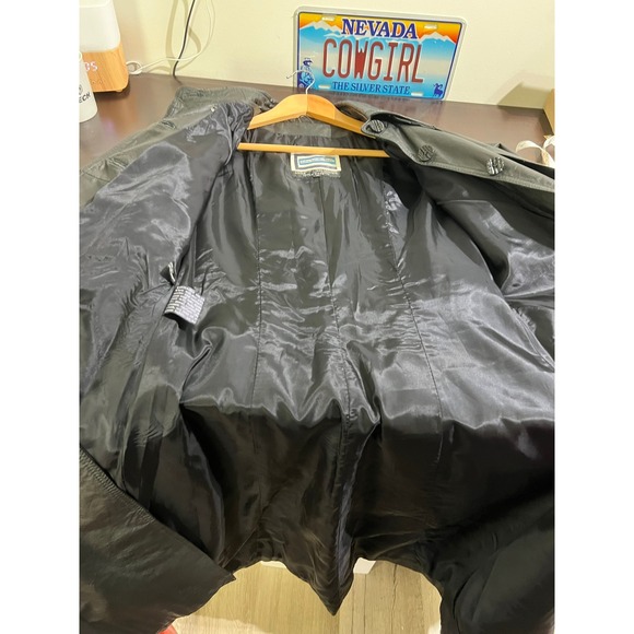 Vintage 80s Matrix Vampire Goth Long Leather Trench Coat Belted Black Korea - Picture 10 of 16